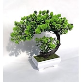 levne Umělé rostliny a zeleň-Umělé rostliny, malé umělé bonsaje pro domácí dekorace, obývací pokoj, koupelna, knihovna, předsíň, stůl, nástěnná police, moderní farmářská dekorace, výška 8,5 cm, zelená