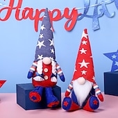  Confezione da 2 statuette decorative americane Rudolf, pentagramma a strisce, bambola nana senza volto, 250 pezzi, per il giorno dell'indipendenza