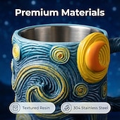 preiswerte Becher &amp; Tassen-Van Gogh Sternennacht 3D-Harzbecher, handbemalte Kaffeetasse, kunstvoll gestalteter Teebecher mit Reliefprägung, künstlerisches Geschenk für Kunstliebhaber, Zuhause &amp;Bürogestaltung
