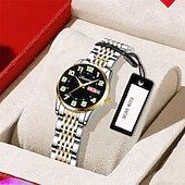 baratos Relógios Quartz-Relógio feminino digital com pulseira de aço inoxidável, calendário e indicador de semana, moderno e elegante para o dia a dia, viagens, uso noturno, ocasiões casuais, esportes e negócios.