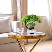 levne Umělé rostliny a zeleň-Umělé rostliny, malé umělé bonsaje pro domácí dekorace, obývací pokoj, koupelna, knihovna, předsíň, stůl, nástěnná police, moderní farmářská dekorace, výška 8,5 cm, zelená