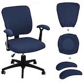 cheap Office Chair Cover-4PCS 1set Stretch Chair Cover Set Elastic Seat Cushion Backrest and Armrest Covers Non Slip Slipcovers for Office Computer Desk Dining Chair