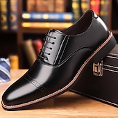 baratos Sapatos Oxford-Sapatos sociais masculinos em couro sintético, clássicos e elegantes para o escritório e ocasiões especiais.
