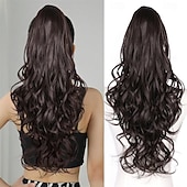 abordables Coletas-Extensión de cola de caballo para mujeres, extensiones de cabello de cola de caballo en capas de 26 pulgadas de largo, cola de caballo con cordón para mujeres negras, extensiones de cabello sintético