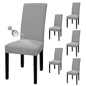 billige stoltrekk-100 % vanntett stoltrekk til spisestue, sett med 6, stretch jacquard stoltrekk, avtakbart og vaskbart, for hjem, restaurant, bankett
