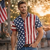  250th Anniversary USA Manga Hawaii Shirts Back To School USA Flag Independence Day July 4 Casual Street Style Harajuku Graphic Kawaii Adults' Men's Semiquincentennial Masquerade 4th of July Festival