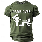  Men's Game Over Text Bride Leash Groom Silhouette Graphic Humorous Sarcastic Funny Gag Bachelor Party Wedding Groom Gift T-shirt Tee Regular Fit Casual Clothing Apparel S M L XL XXL XXXL