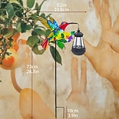 abordables Luces de camino y linternas-Lámpara solar de colibrí para exteriores, luz de camino de jardín con estaca de metal impermeable, decoración de paisaje de patio de 72 cm para patio, césped, granja y jardín.