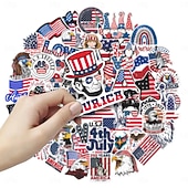  250 stuks 4 juli stickers, 5 verpakkingen van 50 patriottische waterdichte vinylstickers voor waterflessen en laptops, stickers met de Amerikaanse vlag voor Onafhankelijkheidsdag voor kinderen,