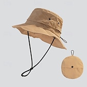 cheap Men's Hats-Unisex Bucket Hat Black Navy Blue Tactel Ruched Drawstring Adjustable Sports &amp; Outdoors Casual Outdoor Solid Color Sun Protection Sunscreen