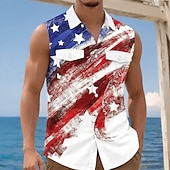 economico Magliette Patriottiche 250-Per uomo 4 luglio, 250° anniversario degli Stati Uniti Bandiera degli Stati Uniti Patriottico Camicia Camicia con Bottoni Maglietta senza maniche Senza Maniche Moda Casual Ferie Estate Primavera