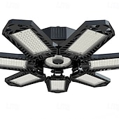 baratos Luzes de trabalho-Lâmpada LED para garagem com faixa de iluminação de teto de alto brilho 6500k, 7+1 painéis deformáveis, adequada para porão, celeiro, lavanderia e áreas de armazenamento.