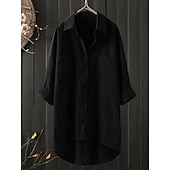 olcso Alapvető műszálas ingek-Női Blúz Pamut póló 100% pamuk Gombok Tömör szín Napi Stílusos Alap Hosszú ujj Állógallér Hosszú felsők Napi Fekete Fehér Sötétkék Lóhere Khakizöld Tavasz Ősz