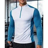 economico T-shirt e Canottiere da Corsa-Per uomo Blocco di colori T-shirt da corsa Maglia a compressione Maglia atletica Maglia da corsa Sport in alto Primavera Autunno Patchwork Blocco di colore Cerniera a un quarto Manica Lunga