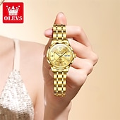 cheap Mechanical Watches-New Olevs Brand Ladies' Business Watch With Luminous Display, Calendar And Week Indication, Fully Automatic Mechanical Movement, Diamond-Set Rhombus Shape, Water-Resistant, Suitable For Casual And Spo