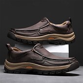 economico Scarpe Casual Slip-On-scarpe da trekking resistenti da uomo in similpelle, marroni, perfette per avventure all'aria aperta e viaggi informali