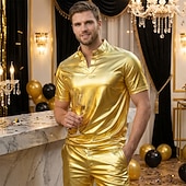economico Cime-Disco Anni '80 Metallico Lucido Mascherata Disco Costume Per uomo Costume di Carnevale Mascherata Festa / Sera Addio al Nubilato Parata dell'Orgoglio Adulti Top