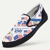  Patriottische sneakers voor heren ter ere van het 250-jarig jubileum – rood, wit en blauw ontwerp met de Amerikaanse vlag, comfortabele instapschoenen om de Onafhankelijkheidsdag en nationale evenementen te vieren.