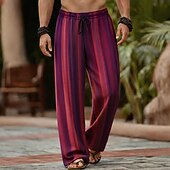 ieftine Pantaloni casual cu imprimeu pentru bărbați-Bărbați Geometric Dungi Culoare gradient Pantaloni Pantaloni casual Pantaloni largi Talie medie Modă Casă În aer liber Vacanță Talie elastică cu șnur Pantaloni din material textil cu buzunare Var