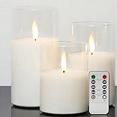 economico Luci di candela-3 candele a led senza fiamma con telecomando, candele di cera senza fumo per proposte di matrimonio, feste, cene, illuminazione ambientale, alimentate a batteria AAA, decorazioni per la casa