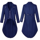 رخيصةأون ملابس خارجية-معطف ريترو عتيق بونك وغوثيك للقرون الوسطى معطف توكسيدو مصاص دماء فارس ريتير ملابس فاخرة للرجال عرض ستيمبانك عيد الميلاد حفلة  أمسية LARP للبالغين معطف إيبينزر سكروج زي قزم