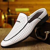 baratos Socas e Mules para Homem-Mocassins masculinos vermelhos em couro sintético – design elegante com perfurações para maior respirabilidade, perfeitos para o escritório, eventos formais e passeios casuais.