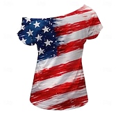 Χαμηλού Κόστους Αριστος-250ή Επέτειος ΗΠΑ Ρετρό / Βίντατζ Δεκαετία '80 Κοντομάνικο Ένας Ώμος Κοντά μανίκια Σημαία ΗΠΑ Φανταχτερή Φόρεμα Γυναικεία 4η Ιουλίου Ημέρα της ανεξαρτησίας Ενηλίκων Φανέλα