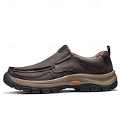 economico Scarpe Casual Slip-On-scarpe da trekking resistenti da uomo in similpelle, marroni, perfette per avventure all'aria aperta e viaggi informali