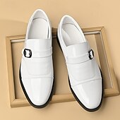 abordables Chaussures Oxford-Chaussures habillées blanches pour hommes en similicuir, élégantes et sophistiquées pour les mariages et les occasions spéciales.