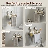 お買い得  収納ラック-ドリル不要の浴室用吸盤収納ボックス、2026アップグレード取り外し可能な浴室用吊り下げ式吸盤収納ボックス、家庭用波形吸盤収納ホルダー、浴室用シャワーキャディ