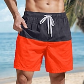 cheap Men's Swim Shorts-Men's Swim Trunks Boxer Swim Shorts Shorts Color Block Plain Comfort Breathable Above Knee Casual Beach Swimming Vacation Fashion Navy Blue Red Micro-elastic