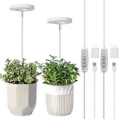 cheap Plant Growing Lights-4 Pcs LED Adjustable Plant Grow Light, Angel Ring, Red &amp; Blue Full Spectrum, 3/9/12H Timer, 3 Dimmable Levels, 17-63CM Height Adjustable, USB Powered for Succulents, Flowers, Indoor Plants