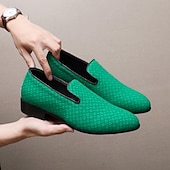 abordables Mocasines-Mocasines de piel sintética con efecto cocodrilo rojo para hombre: elegantes zapatos de vestir sin cordones para bodas, fiestas y eventos formales.