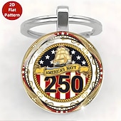 billiga U.S. 250-årsjubileum-8 delar 250 år av frihet, amerikanskt 250-årsjubileum, nyckelringar i zinklegering &amp;kristallglas, amerikansk historia &amp;patriotiska symboler, amerikansk flagga &amp;Eagle Capitol självständighetsdag