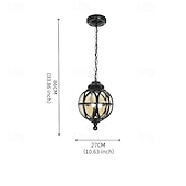 abordables Design de Globe-Lampes suspendues d'extérieur, lampe suspendue extérieure, lustre en métal noir étanche pour porche avec globe en verre transparent dans un cadre en cage de fer, lanterne extérieure pour entrée,