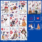  9 ark nye søte hundeflagg-glassklistremerker til uavhengighetsdagen i USA, feirer festivalen med elektrostatiske klistremerker