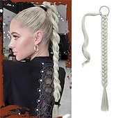 economico Code-Extension per coda di cavallo lunga con elastico, lisce e avvolgenti, extension per capelli sintetici morbidi e soffici, per donne, da indossare tutti i giorni, 26 pollici, biondo chiaro, mix platino,