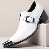 Χαμηλού Κόστους Κλασικά Παπούτσια-Ανδρικά λευκά επίσημα παπούτσια από γνήσιο δέρμα, μοντέρνα παπούτσια με αγκράφα για γάμους, πολυτελή υποδήματα για γαμπρό και καλεσμένους σε γάμο