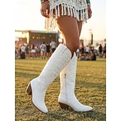 cheap Women-Women's Embroidered Cowboy Boots, Classic Western Style, Perfect for Festival and Music Events