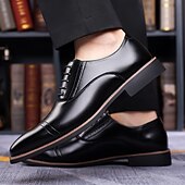 baratos Sapatos Oxford-Sapatos sociais masculinos em couro sintético, clássicos e elegantes para o escritório e ocasiões especiais.
