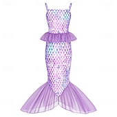  sereia Princesa sereia Vestidos Fantasia de festa temática Fantasias for Para Meninas Infantil Crianças Carnaval Baile de Máscaras Festa Feriado