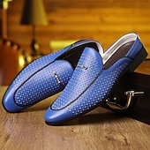 baratos Socas e Mules para Homem-Mocassins masculinos vermelhos em couro sintético – design elegante com perfurações para maior respirabilidade, perfeitos para o escritório, eventos formais e passeios casuais.