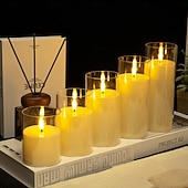 economico Luci di candela-3 candele a led senza fiamma con telecomando, candele di cera senza fumo per proposte di matrimonio, feste, cene, illuminazione ambientale, alimentate a batteria AAA, decorazioni per la casa