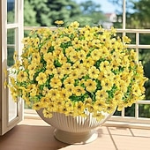  24 csokor művirág kültéri műselyem virágok UV-álló műmű növények tavaszra, nyárra kertbe, verandára, ablakládába, asztali vázába, otthonra, beltéri, kültéri dekorációhoz, vegyes