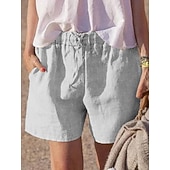 economico Fondi-Per donna Finto cotone e lino Chinos Shorts Pantaloncini Estivi Vacanza Moda Streetwear Corto Vita Alta Semplice Tasca Fascia Elastica Comodo Morbido Confortevole Elasticizzato All'aperto Streetwear
