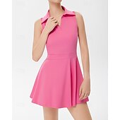 abordables Vestido de Mujer-Mujer Color sólido Vestido de tenis con pantalones cortos Vestido deportivo Sin Mangas Bolsillo Elástico Transpirable Tenis Corriendo Aptitud física Vestidos Rosa Gris Ropa de tenis