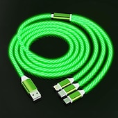 economico Luci decorative-Cavo di ricarica luminoso 3 in 1, cavo di ricarica multi-led, cavo di ricarica luminoso, cavo USB 3A, compatibile con la maggior parte degli smartphone