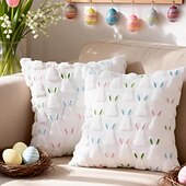 cheap Throw Pillows &amp; Covers-1pc Easter Pillow Covers 18" x 18" , Easter Decorations Cute Soft Plush Bunny Throw Pillow, Spring Farmhouse Decorations for Home Sofa Couch Living Room Bedroom