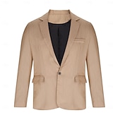 baratos Blazers Clássicos Masculinos-Homens Jaqueta Blazer Colar de entalhe Moda Leve Casual Cor Sólida Blazer Preto Verde Claro Vermelho Moderno Comum 1 Butão