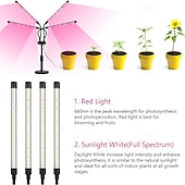 baratos Luz LED Ambiente-Luminária de mesa LED ajustável para cultivo de plantas, espectro completo para plantas de interior, hidroponia, suculentas e ervas, com 3/4/5 lâmpadas, alimentada por USB, 5V, luz suplementar para o